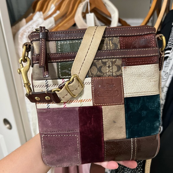 VINTAGE COACH Patchwork Leather Crossbody Bag